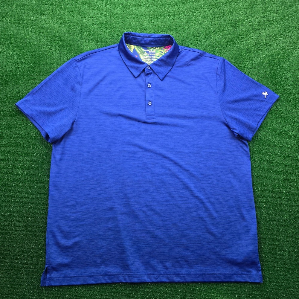 Birdie Bound Polo Shirt Mens 2XL‎ Blue Golf Performance Short Sleeve Tropical